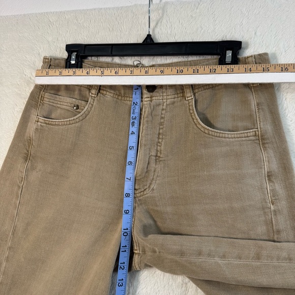 Anthropologie Pilcro The Adi Mid Rise Frayed Relaxed Flare Jeans Women's 27 Tan - Picture 9 of 11